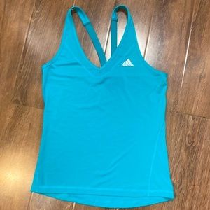 Adidas Women’s Climalite Aqua Turqouise Strappy Tank Top-Sleeveless Workout Tee